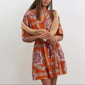 Porridge Isabel orange paisley dress, size S